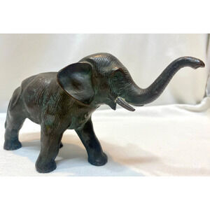 Vintage Hollow Cast Metal Elephant 8” Long 4.5” Tall